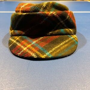 Vintage Brenda Lynn New York  Wide Brim Green Plaid Wool Cap Y2K Made USA
